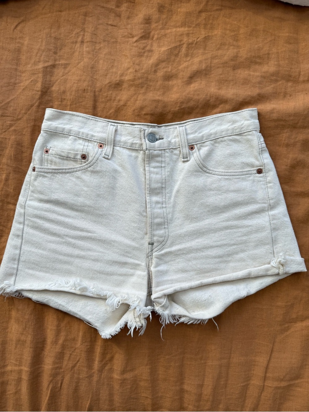 Levi's Cream Vintage Orange Tab Denim Shorts